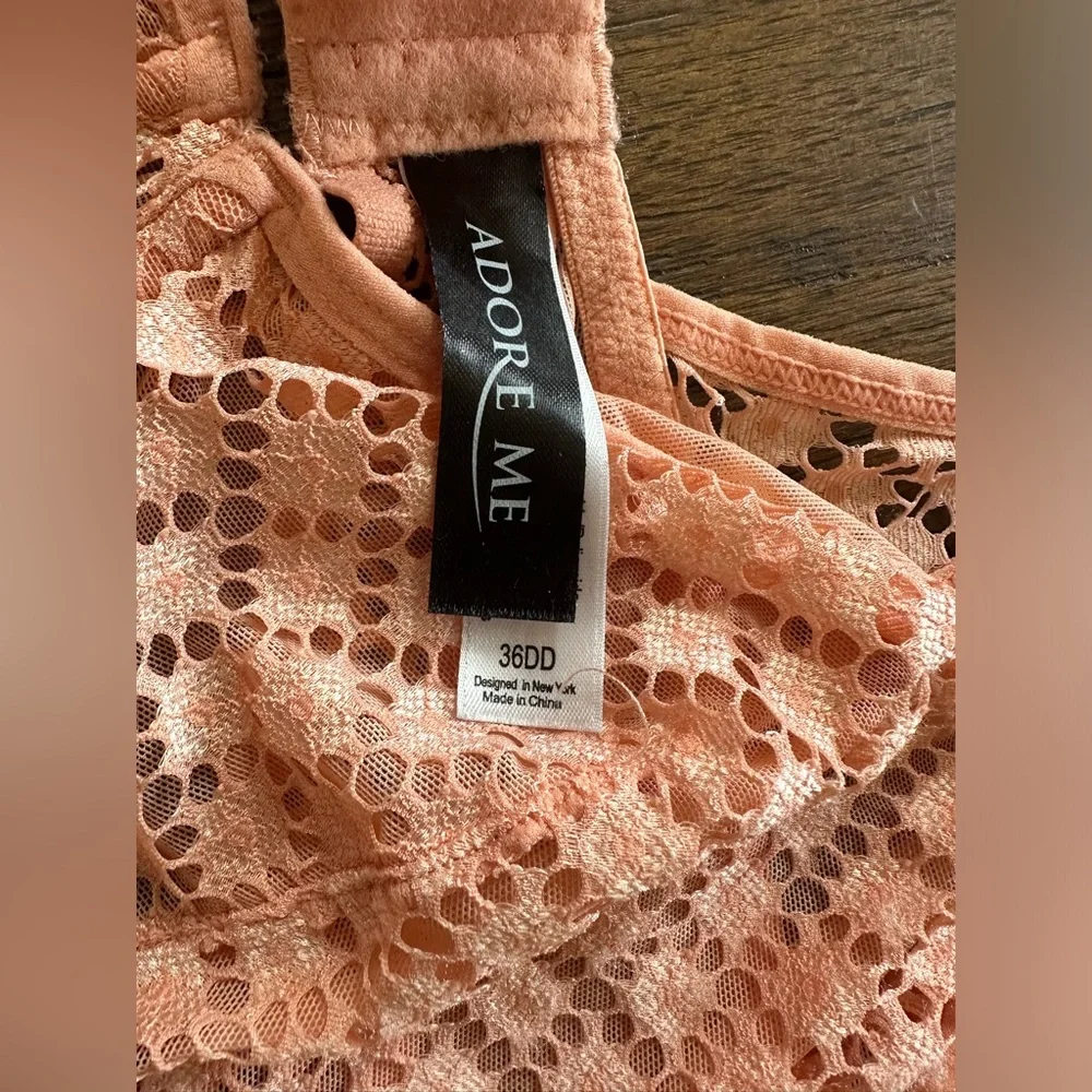 Adore Me Peach Lace Bralette and Panty Set in Peach-size Large - Picture 4 of 5